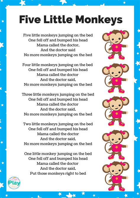 5 Little Monkeys Printable